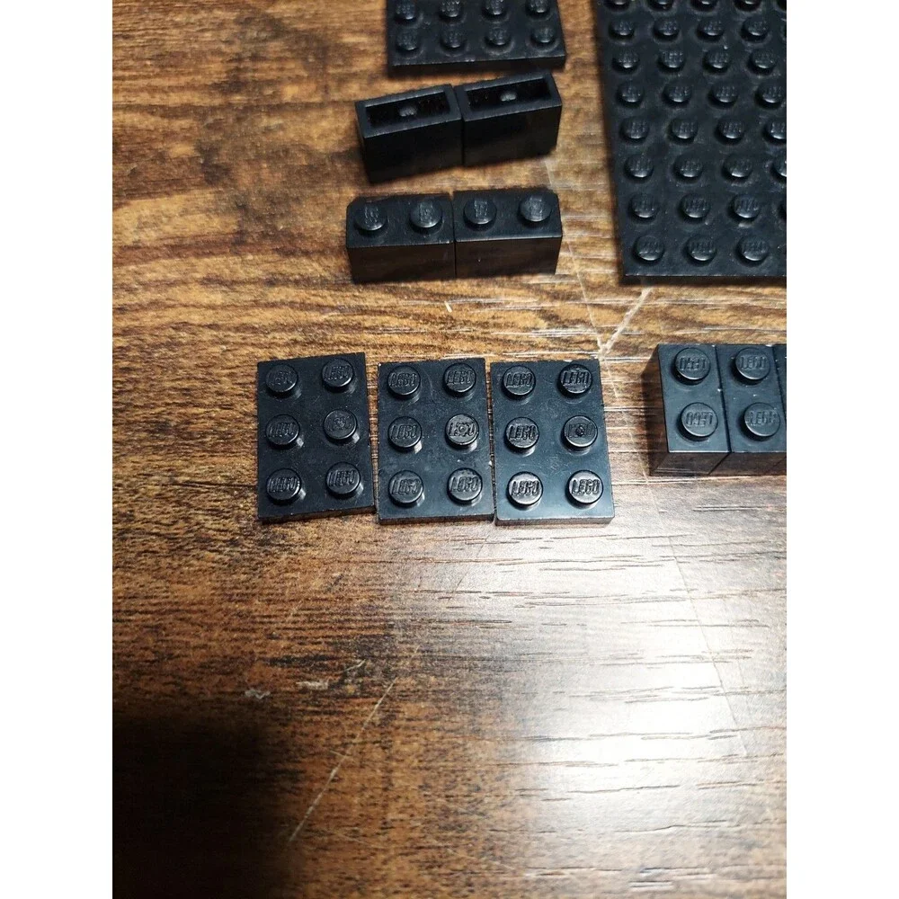 LEGO LOT BLACK 58 PCS Assorted BUILDING PIECES 3x2 1x1 2x2 2x4 16x6 10x4 +others